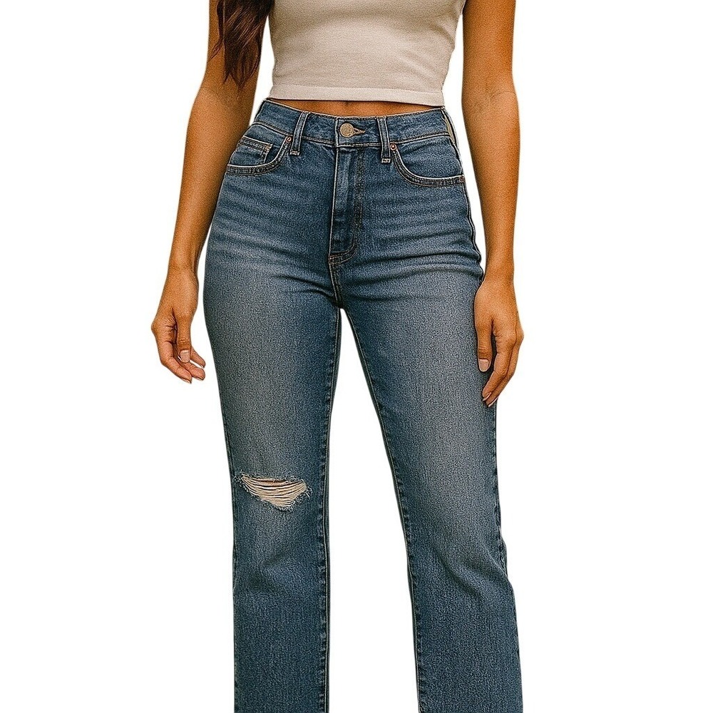 Circus NY Womens Size 33 High Rise Slim Straight Blue‎ Distressed Denim Jeans